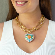 COLLAR CADENAS CORAZON COLOR
