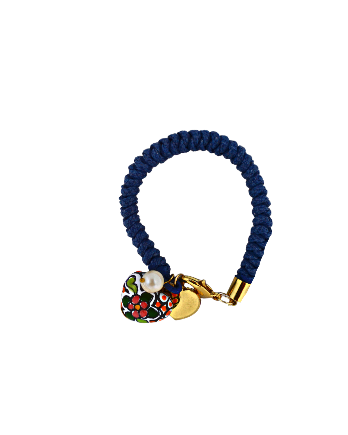 PULSERA TRENZADA CORAZÓN COLOR