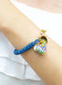 PULSERA TRENZADA CORAZÓN COLOR