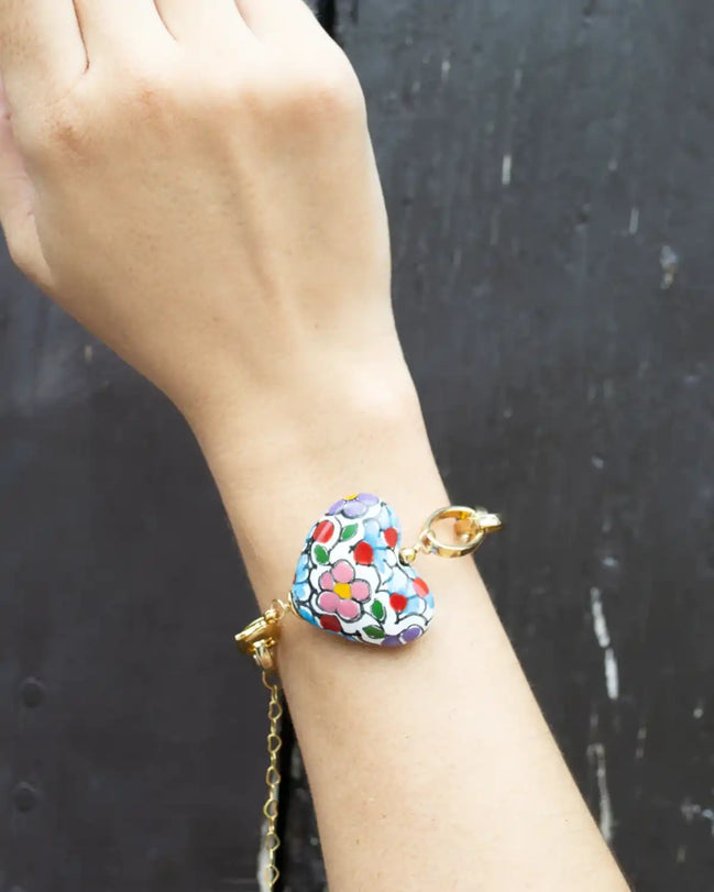 PULSERA CADENA CORAZON COLOR