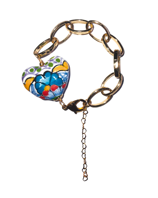 PULSERA CADENA CORAZON COLOR