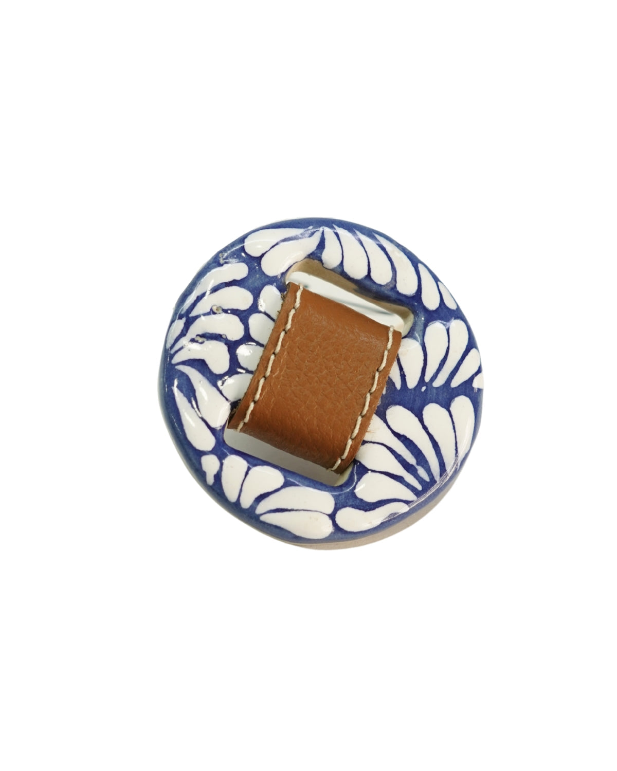 ANILLO BASE DORADA PIEL Y CIRCULO DE TALAVERA MEDIANO