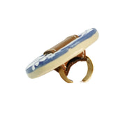 ANILLO BASE DORADA PIEL Y CIRCULO DE TALAVERA MEDIANO