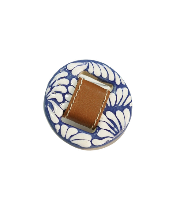 ANILLO BASE DORADA PIEL Y CIRCULO DE TALAVERA MEDIANO
