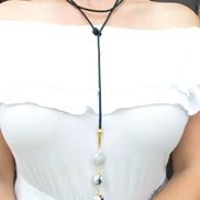 COIN PEARL BOW TIE NECKLACE