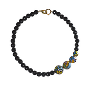 FACETED ONYX NECKLACE WITH SIDE COLORED SPHERE