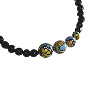 FACETED ONYX NECKLACE WITH SIDE COLORED SPHERE