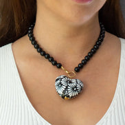 LARGE HEART AND ONYX NECKLACE