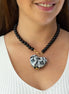 LARGE HEART AND ONYX NECKLACE