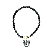 LARGE HEART AND ONYX NECKLACE