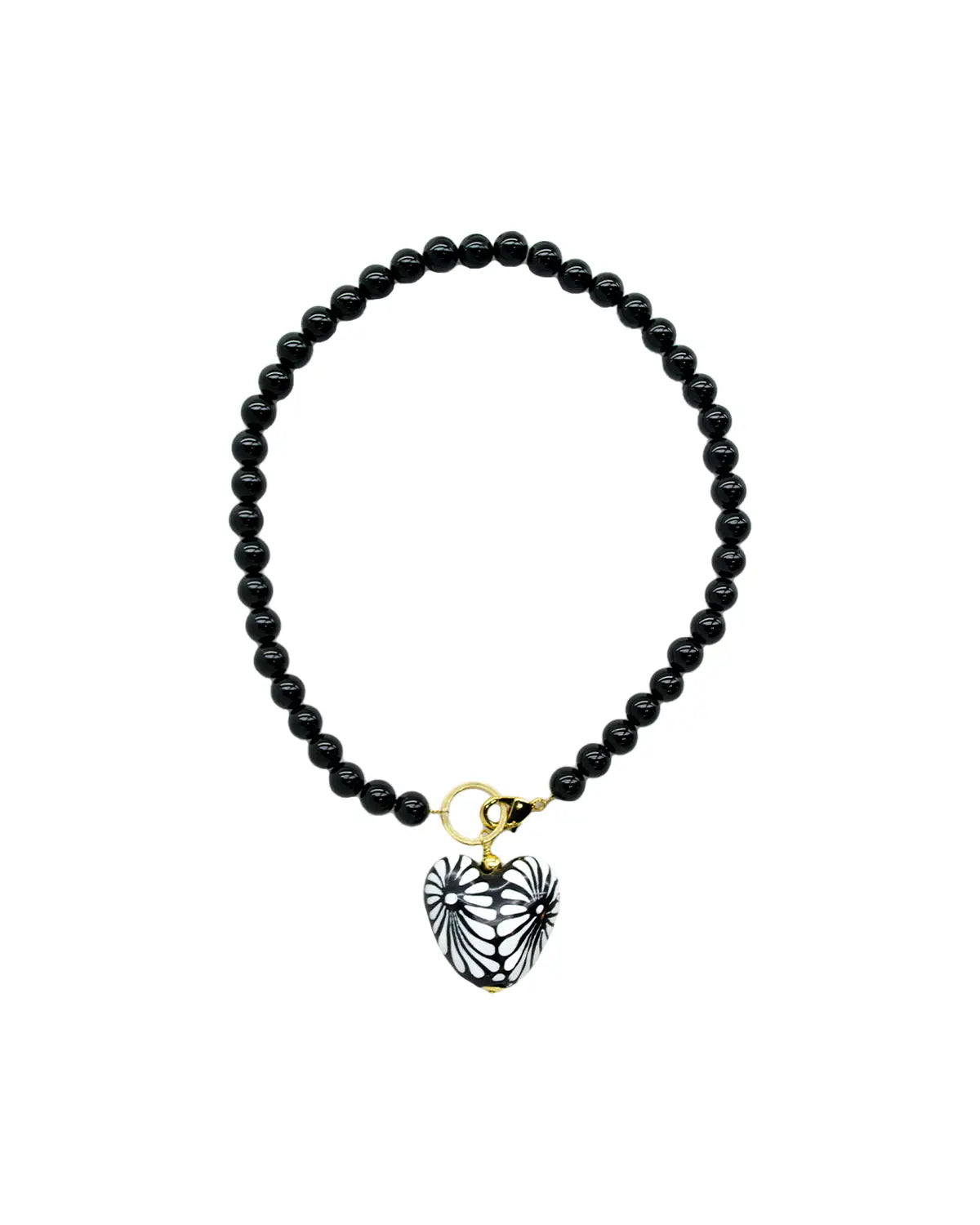 LARGE HEART AND ONYX NECKLACE