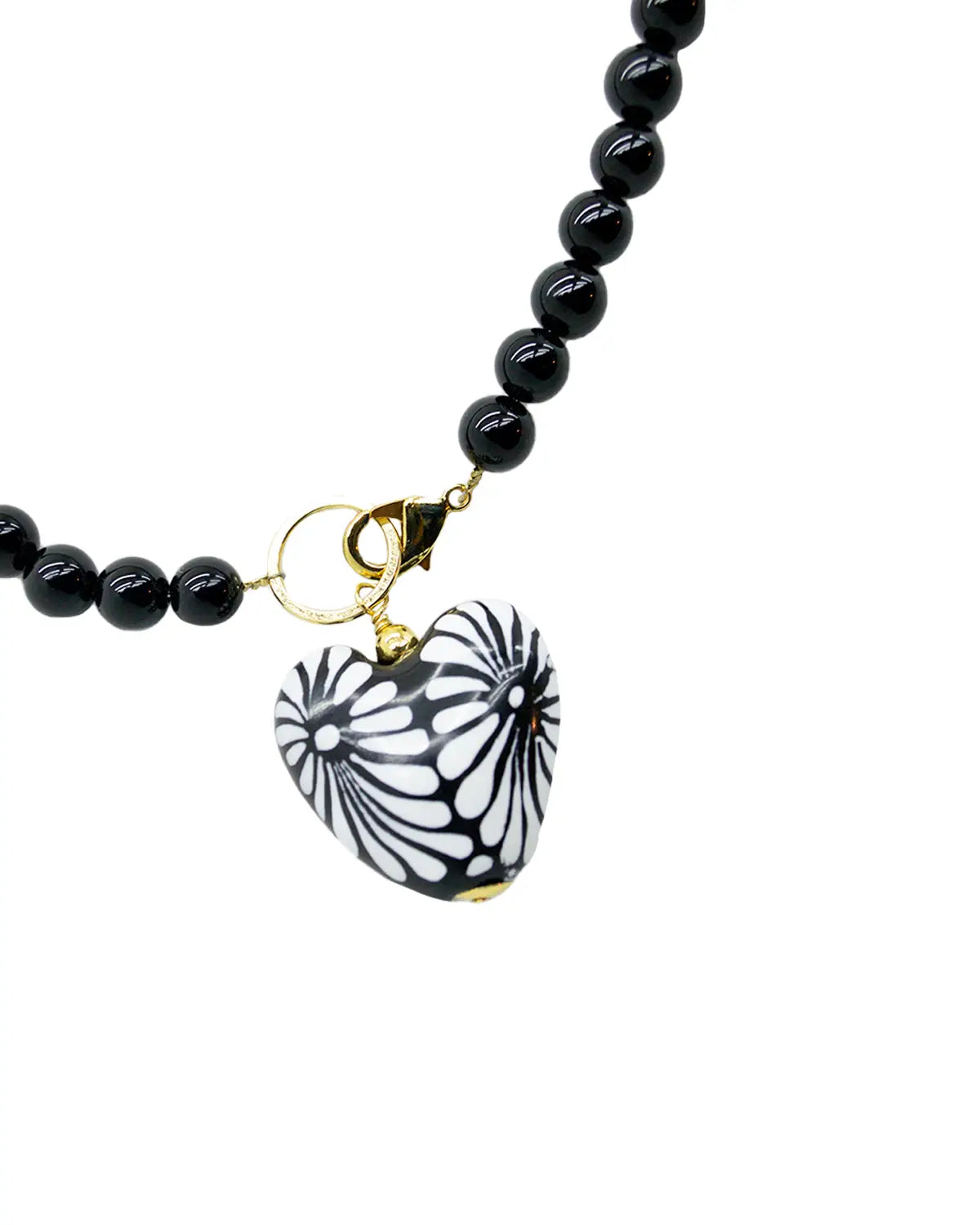 LARGE HEART AND ONYX NECKLACE