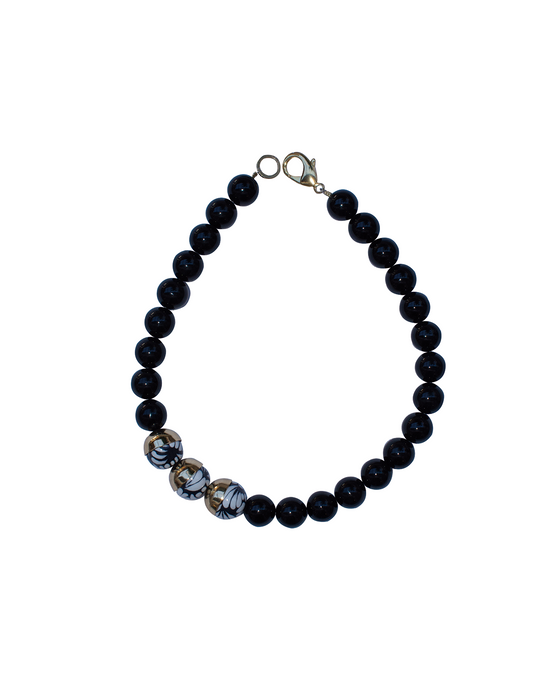 ONYX BEAD CAP NECKLACE