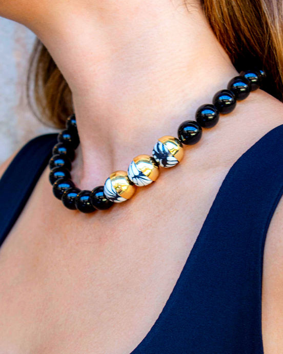 ONYX BEAD CAP NECKLACE