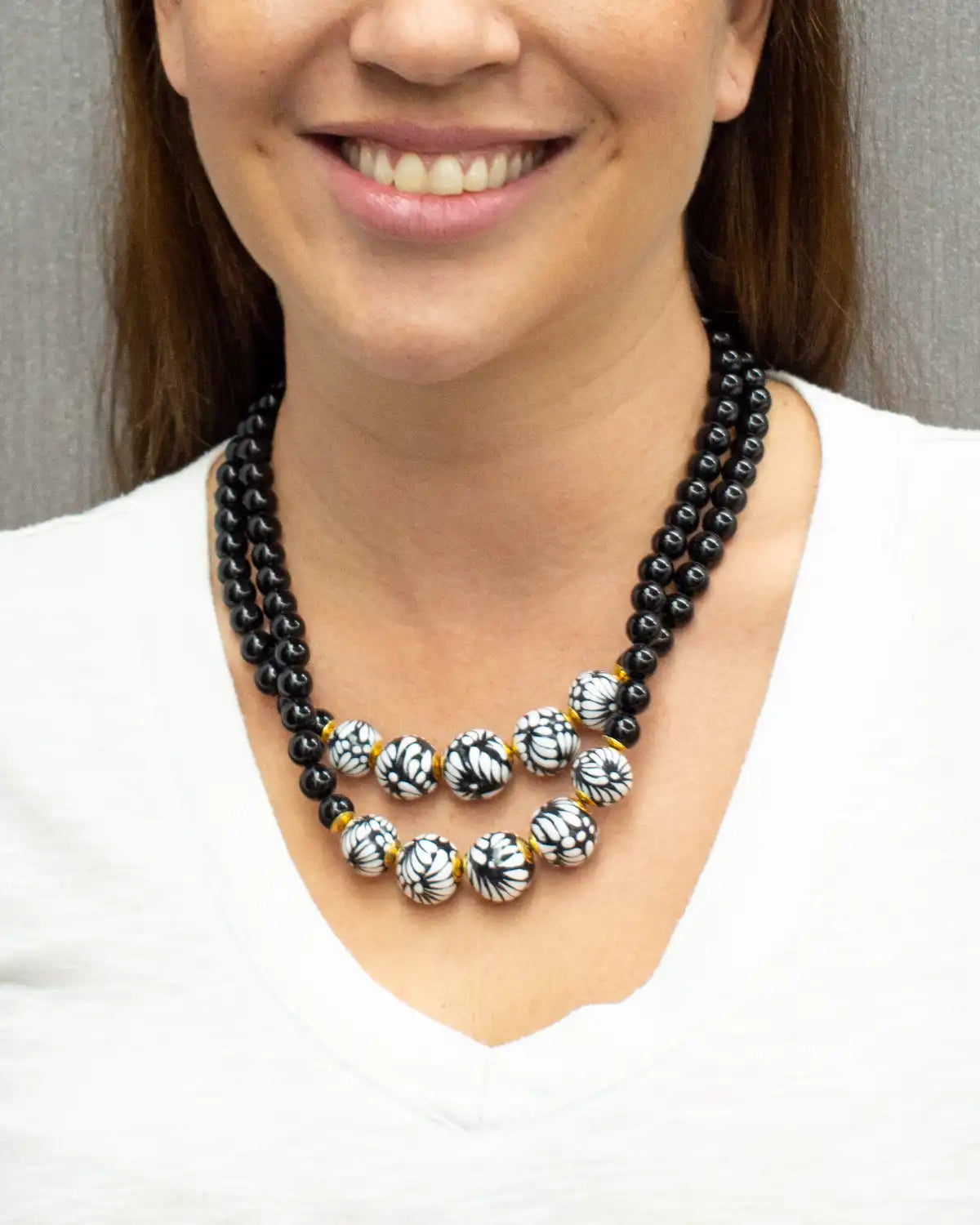 DOUBLE ONYX NECKLACE