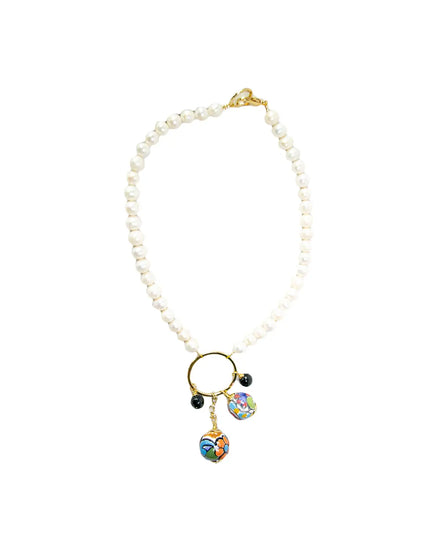 COLLAR DE PERLAS CON DIJE DE TALAVERA COLOR