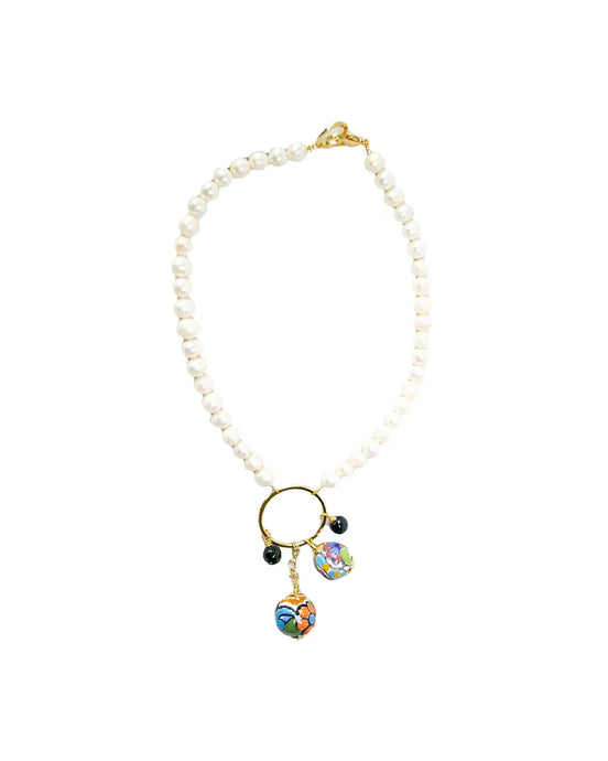 COLLAR DE PERLAS CON DIJE DE TALAVERA COLOR