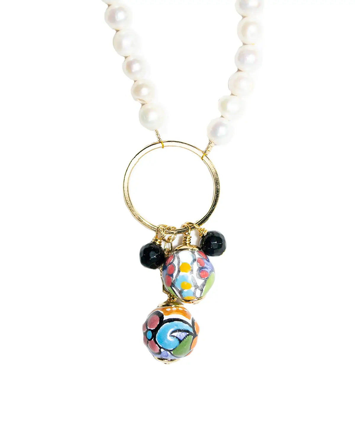 COLLAR DE PERLAS CON DIJE DE TALAVERA COLOR