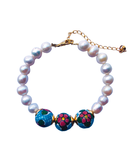PULSERA PERLA 3 ESFERAS COLOR