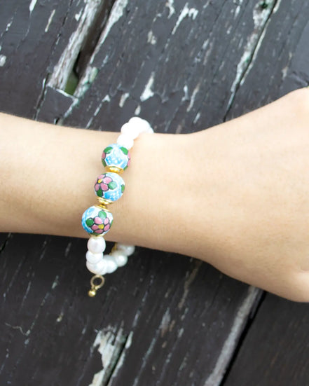 PULSERA PERLA 3 ESFERAS COLOR