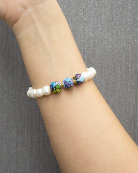 PULSERA PERLA 3 ESFERAS COLOR