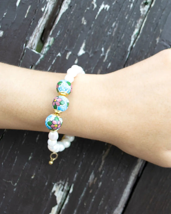 PULSERA PERLA 3 ESFERAS COLOR