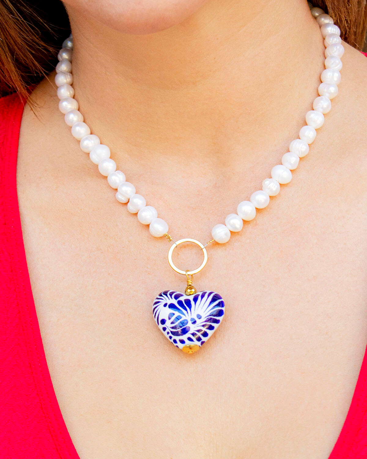 COLLAR PERLA CORAZON GRANDE