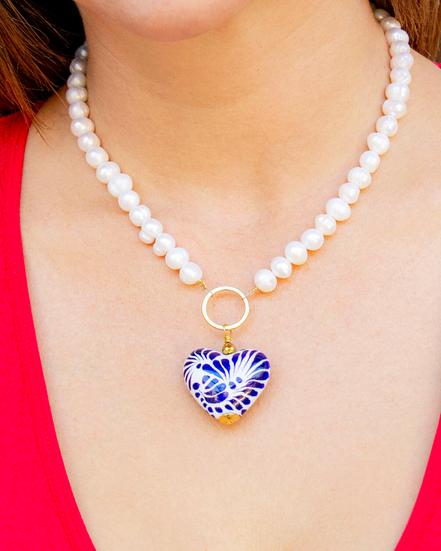 COLLAR PERLA CORAZON GRANDE