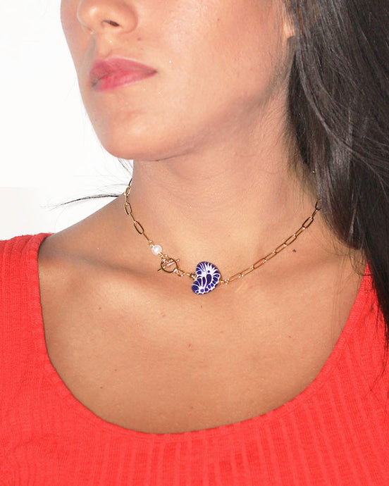 COLLAR CADENAS,CORAZON Y PORTADIJE FRONTAL