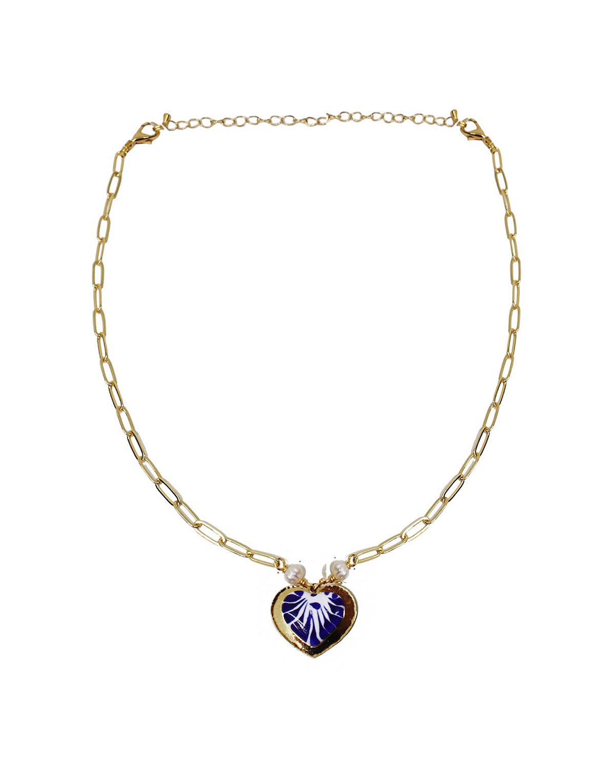 NECKLACE CHAIN AND CENTRAL HEART STUD EARRINGS