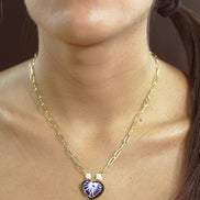 NECKLACE CHAIN AND CENTRAL HEART STUD EARRINGS