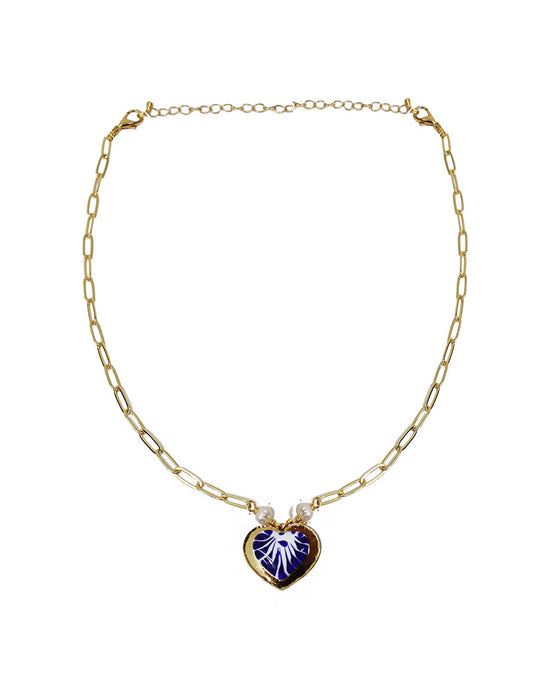 COLLAR CADENA Y BROQUEL CENTRAL CORAZON
