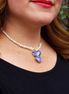 COLLAR PERLAS CADENA Y CORAZON TALAVERA AZUL