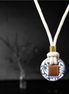 COLLAR CORDON BEIGE MEDIANO, PIEL, NUDO Y CIRCULO TALAVERA
